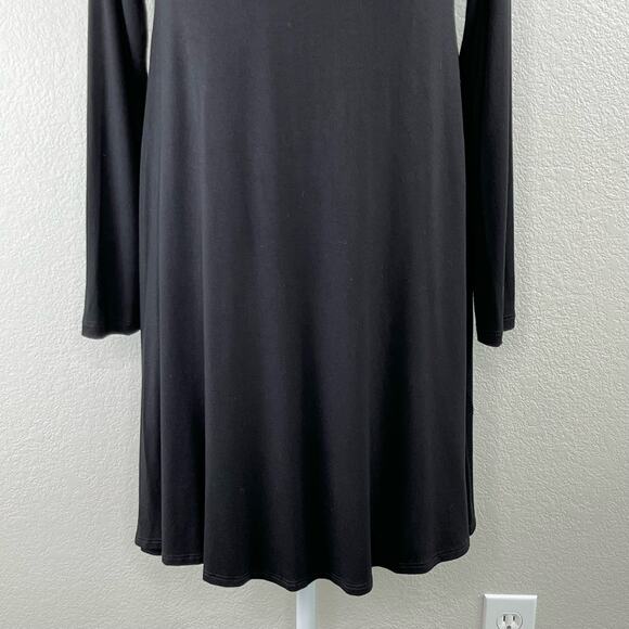 Karen Kane Relaxed Fit Black A-Line Mini Dress Long Sleeve Scoop Neck Petite XS - Picture 8 of 15